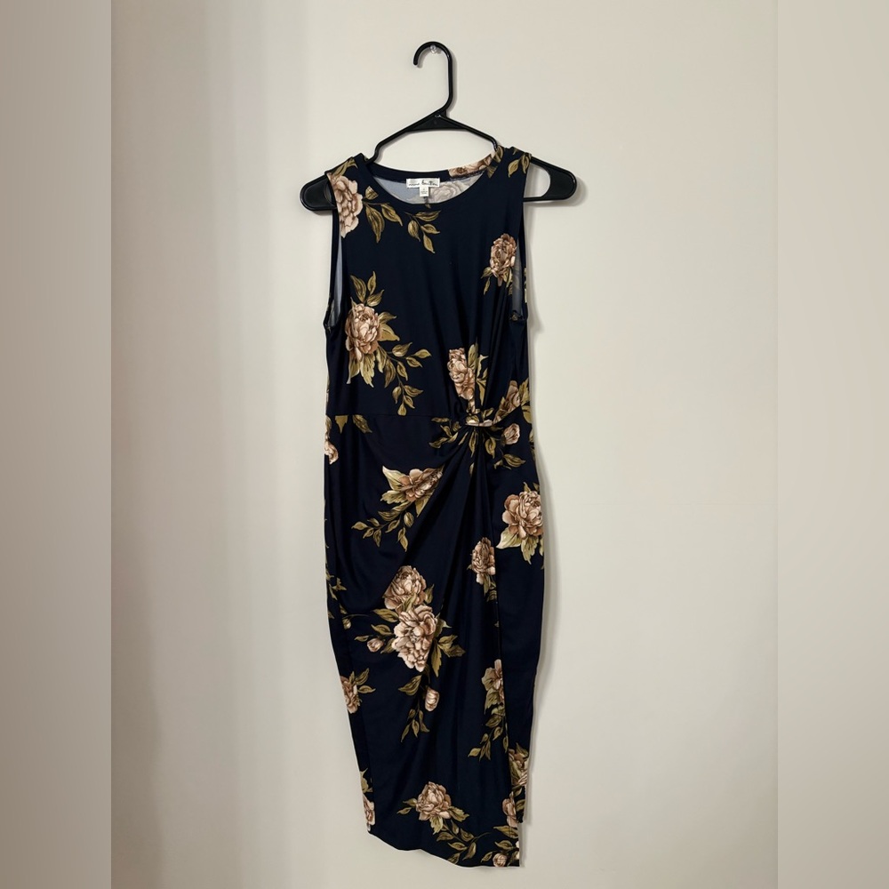 Nine Britton Floral Midi Dress - Black and Tan